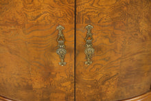 Load image into Gallery viewer, Thomasville Burl Wood and Marble Oval Nightstand Cabinet
