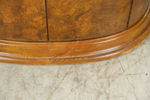 Load image into Gallery viewer, Thomasville Burl Wood and Marble Oval Nightstand Cabinet
