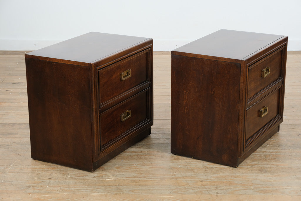 アメリカ製 Thomasville ナイトテーブル ミッドセンチュリー Mid-Century Thomasville Campaign-Style Nightstands – Pair – Solid