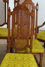 Load image into Gallery viewer, Thomasville Segovia Dining Set – Table w/ 2 Leaves + 8 Cane-Back Chairs (Spanish Mediterranean Style)
