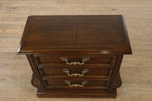 Load image into Gallery viewer, Elegant Thomasville 3-Drawer Nightstand – Sculpted Profile in Rich Walnut Finish
