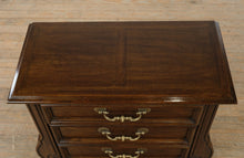 Load image into Gallery viewer, Elegant Thomasville 3-Drawer Nightstand – Sculpted Profile in Rich Walnut Finish

