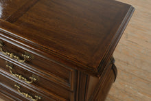 Load image into Gallery viewer, Elegant Thomasville 3-Drawer Nightstand – Sculpted Profile in Rich Walnut Finish
