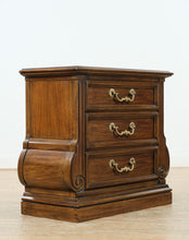 Load image into Gallery viewer, Elegant Thomasville 3-Drawer Nightstand – Sculpted Profile in Rich Walnut Finish
