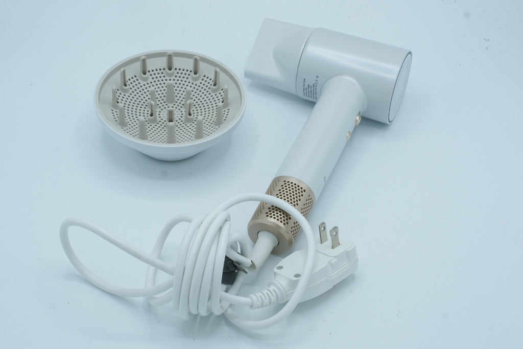 Tideway Model M01 Hair Dryer – Ionic 1500W Professional Blow Dryer with Diffuser – White/Gold – Gently Used