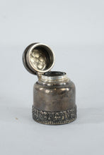 Load image into Gallery viewer, Antique Tiffany and Co Sterling Silver Inkwell Hinged Lid Desk Ink Bottle
