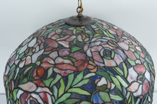 Load image into Gallery viewer, Tiffany-Style Stained Glass Hanging Dome Chandelier – 20&quot; Floral Design
