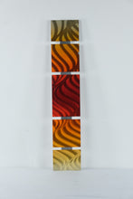 Load image into Gallery viewer, Signed 2013 Abstract Metal Wall Art Red Orange Gold 5 Panel 43 x 8
