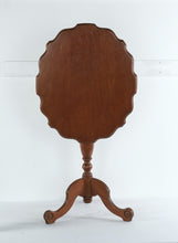 Load image into Gallery viewer, Vintage Scalloped Tilt Top Side Table with Turned Pedestal Base
