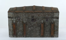Load image into Gallery viewer, Antique Dome Top Steamer Trunk with Embossed Tin Panels
