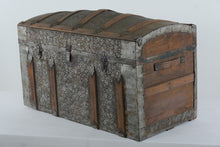 Load image into Gallery viewer, Antique Dome Top Steamer Trunk with Embossed Tin Panels
