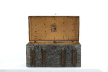 Load image into Gallery viewer, Antique Dome Top Steamer Trunk with Embossed Tin Panels
