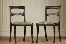 Load image into Gallery viewer, Pair of Regency Chairs with Carved Hoofed Feet - Brand New Toile Upholstery
