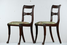 Load image into Gallery viewer, Pair of Regency Chairs with Carved Hoofed Feet - Brand New Toile Upholstery
