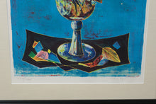 Load image into Gallery viewer, Tony Agostini Signed Cubist Lithograph – &quot;Blue Roses Still Life&quot;

