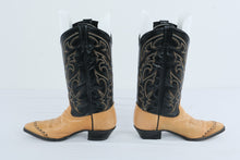 Load image into Gallery viewer, Tony Lama Mens Cowboy Boots Style 1034 Tan Black Leather Western Boots Size 8 D

