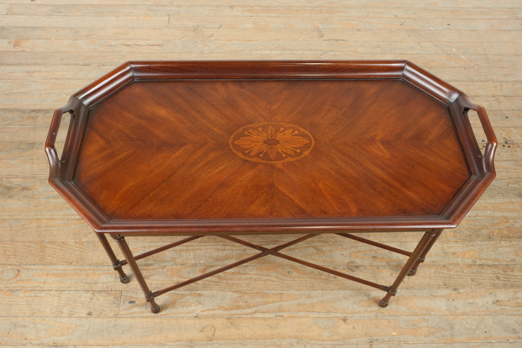 Traditional Inlaid Butler’s Tray Table – Federal Style with Octagonal Top