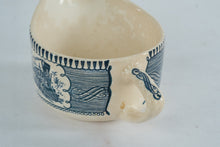 Load image into Gallery viewer, Royal Currier and Ives Blue Creamer Train Scene Made in USA
