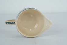 Load image into Gallery viewer, Royal Currier and Ives Blue Creamer Train Scene Made in USA
