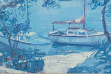 Load image into Gallery viewer, “Tranquil Harbor” Framed Coastal Art Print – 29x35 – Nautical Boats Scene, Made in USA
