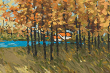 Load image into Gallery viewer, Original Oil Painting by Norman – Autumn Trees by the Lake

