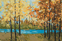 Load image into Gallery viewer, Original Oil Painting by Norman – Autumn Trees by the Lake
