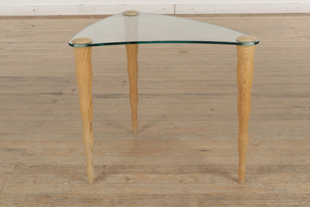 Triangular Side Table with Glass Top