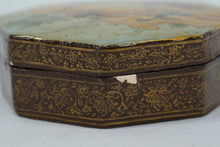 Load image into Gallery viewer, Vintage Hand-Painted Octagonal Lacquer Box – Equestrian Polo Scene – Middle Eastern/Indian
