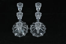 Load image into Gallery viewer, Pair Anna Hütte 24% Lead Crystal Duetto Three-Light Candelabras 6.5” Cascading Wave Germany
