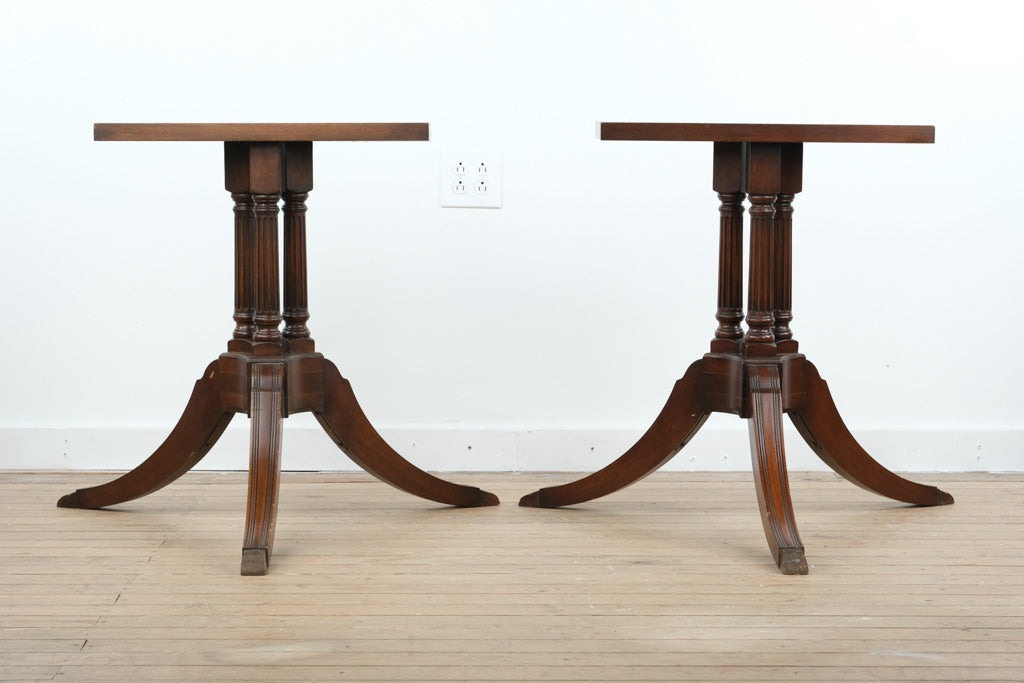 Triple-Pillared Mahogany Pedestals – Pair (24