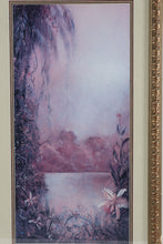 Load image into Gallery viewer, Framed Floral Landscape Print Pink Purple Lake Scene Ornate Gold Frame 26x43

