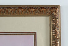 Load image into Gallery viewer, Framed Floral Landscape Print Pink Purple Lake Scene Ornate Gold Frame 26x43
