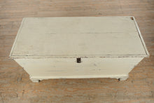 Load image into Gallery viewer, Vintage Distressed Cream Painted Wooden Storage or Blanket Trunk Chest
