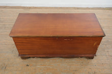 Load image into Gallery viewer, Vintage Cedar Blanket Chest Storage Trunk with Lift Top and Carved Base
