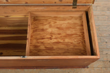 Load image into Gallery viewer, Vintage Cedar Blanket Chest Storage Trunk with Lift Top and Carved Base

