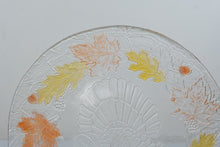 Load image into Gallery viewer, Turkey Thanksgiving Glass Serving Platter 13 Inch Fall Leaves and Acorns
