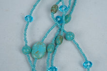 Load image into Gallery viewer, Turquoise Blue Multi Strand Beaded Necklace Crystal Accents Boho Statement Jewelry
