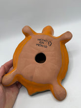Load image into Gallery viewer, Mexican Folk Art Pottery Turtle Hand Painted Green Orange Spotted Ceramic Figurine
