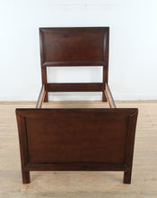Load image into Gallery viewer, Globe Twin Size Sleigh Bed in Rich Dark Wood Finish
