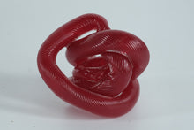 Load image into Gallery viewer, Red Twisted Glass Knot Sculpture – Modern Art Glass Accent, Textured Design
