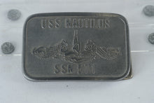 Load image into Gallery viewer, USS Nautilus SSN-571 Submarine Belt Buckle – U.S. Navy Commemorative Pewter Finish, Made in USA
