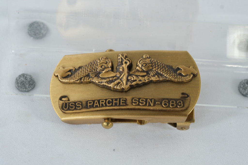 USS Parche SSN-683 Submarine Belt Buckle – Solid Brass Navy Submariner Commemorative