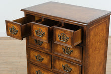 Load image into Gallery viewer, Burlwood-Style Nightstand with Decorative Brass Hardware
