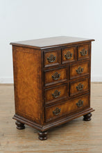 Load image into Gallery viewer, Burlwood-Style Nightstand with Decorative Brass Hardware
