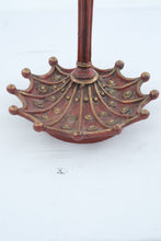 Load image into Gallery viewer, Asian Figural Cast Iron Umbrella Stand Chinese Man Red Gold Cane Holder 24 Inch
