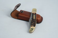 Load image into Gallery viewer, Uncle Henry 227UH Folding Pocket Knife – Staglon Handle, 2-Blade, with Leather Sheath
