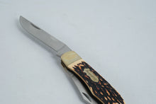 Load image into Gallery viewer, Uncle Henry 227UH Folding Pocket Knife – Staglon Handle, 2-Blade, with Leather Sheath
