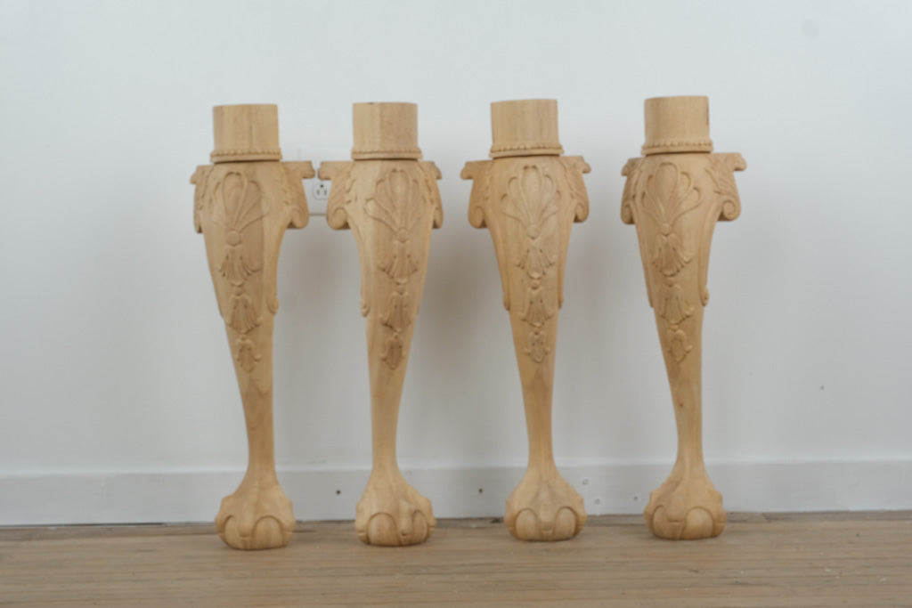 Unfinished Ornate Ball & Claw Table Legs – Set of 4 (Online Exclusive)