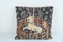 Load image into Gallery viewer, Medieval Unicorn Tapestry Decorative Throw Pillow Floral Fantasy 13.5 Inch
