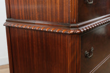 Load image into Gallery viewer, Vintage Union National Mahogany Secretary Chest with Drop Front Desk and Flame Grain Drawers
